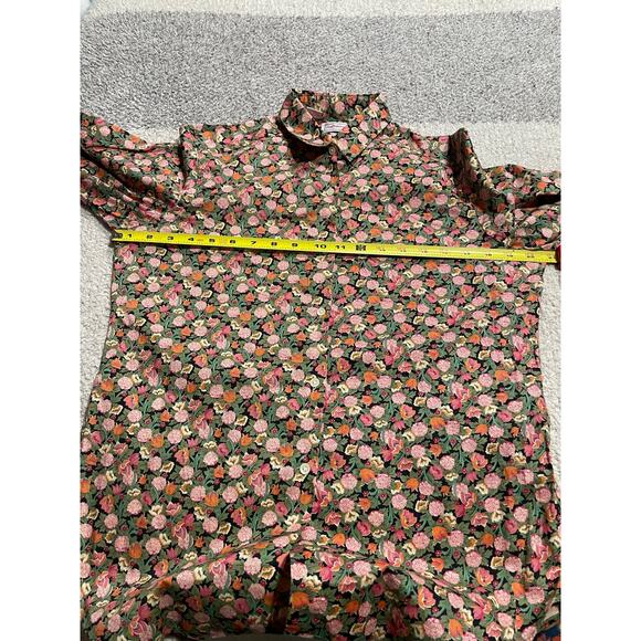 VTG Hathaway Women's Size 14 Button Up Floral Shirt Pink Green 100% Cotton - Picture 4 of 9